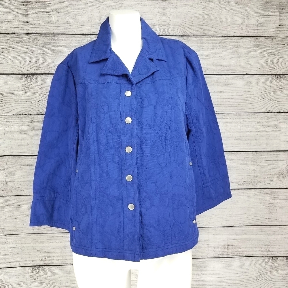 NEW Coldwater Creek 14 Textured Jacquard Jacket 3/4 Sleeves
